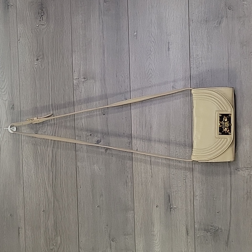 Small Tory Burch Beige Leather Flap Front Crossbody Shoulder Bag